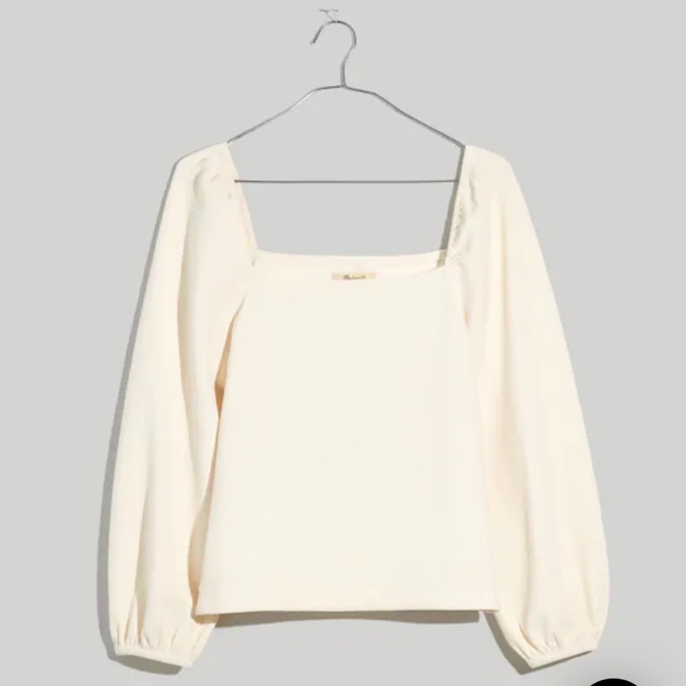 NWT Madewell Crepe square neck puff sleeve